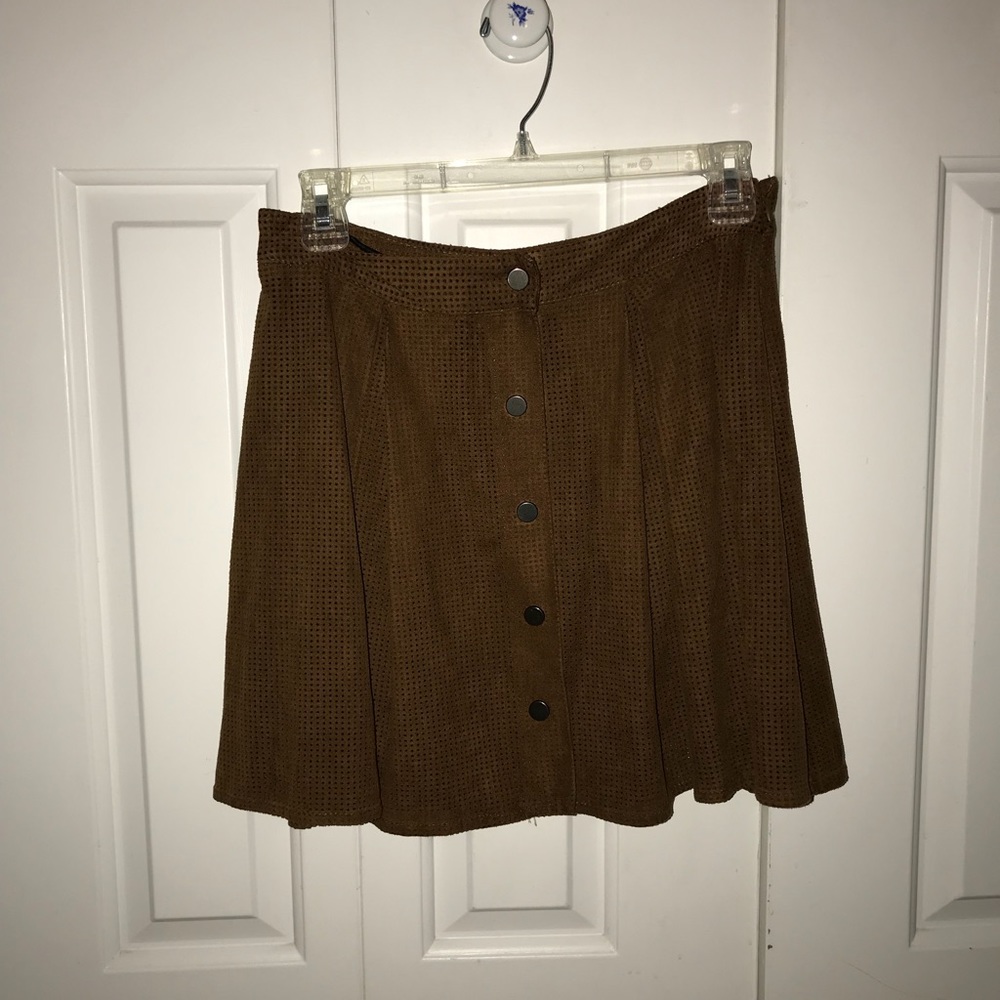 Zara faux suede perforated brown mini skirt